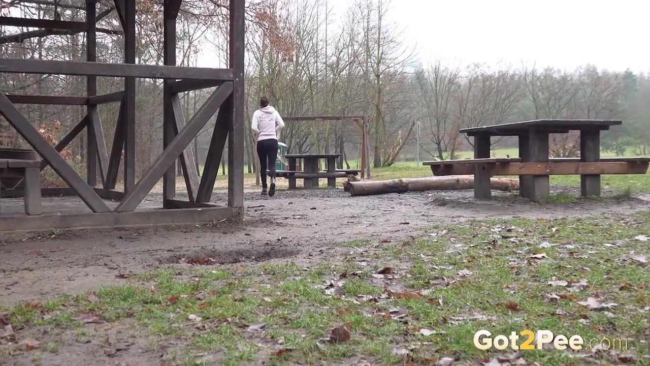 Ali B relieves piss desperation in the park