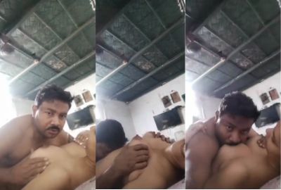 Horny Jija chews big boobs of Sali in a local bf video